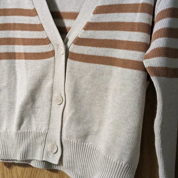NWOT Evereve Cotton Striped Cardigan size xs - Picture 2 of 6
